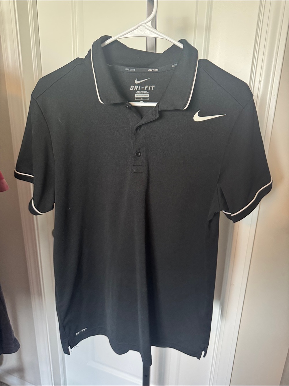 Nike Black Polo with White Swoosh and Trim